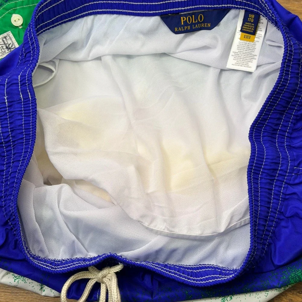Polo Ralph Lauren Swim Trunks Mens 1XB‎ Blue Colorblock Ombre Board Shorts Pony